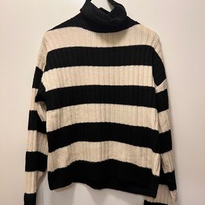 H&M Black and Cream Cowl Turtleneck Sweater